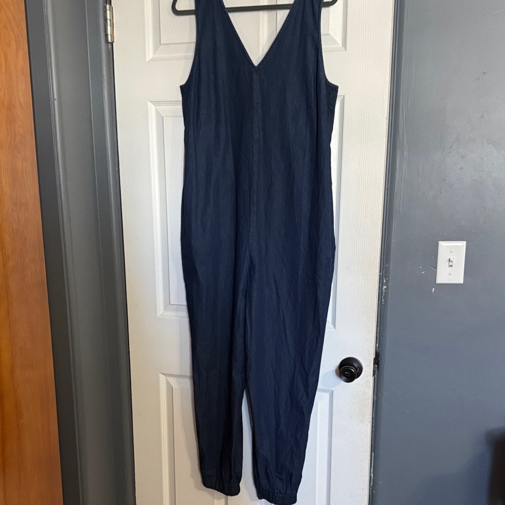 Able Deep Blue V-Neck Jumpsuit